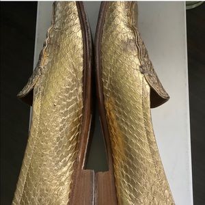 The Row Adam Moccasin Flat Gold Watersnake 9